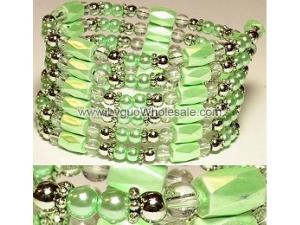 36inch Green Plastic ,Glass,Magnetic Wrap Bracelet Necklace All in One Set